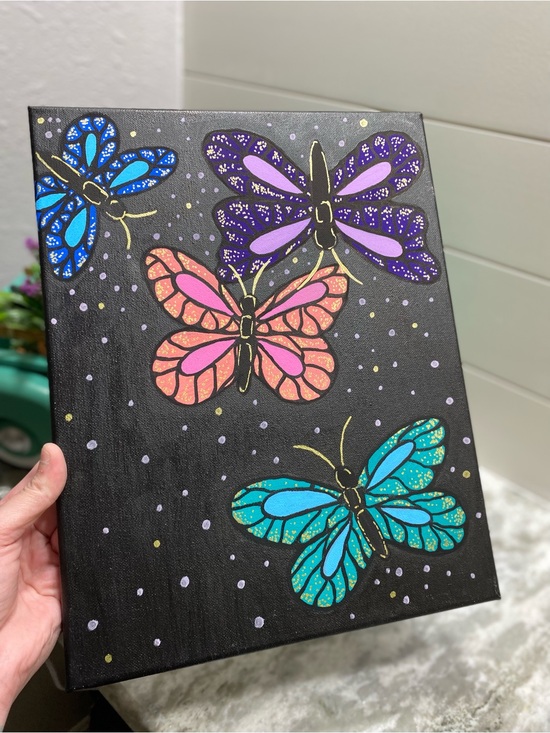 Hand Crafted Other - Hand Crafted Vibrant Butterfly Canvas